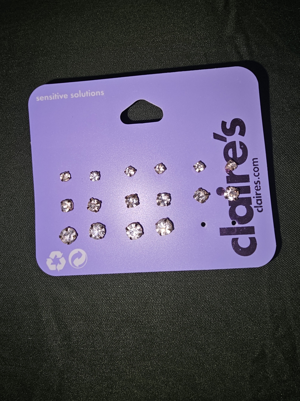 Claire's Lavender Crystal Stud Earring Set